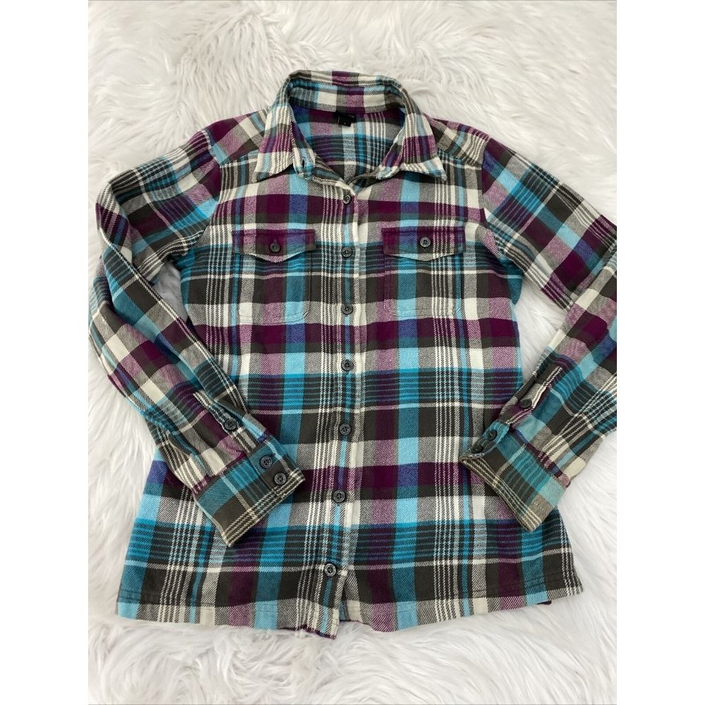 Patagonia womens size 2 plaid long sleeve button up shirt organic cotton